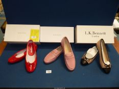 Two pairs of Russell & Bromley ladies shoes including Pennylane Pink leather and red patent