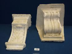 Two plaster architectural corbels, one of Ionic flavour,