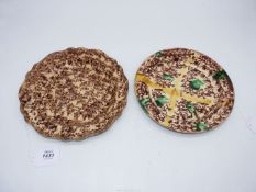 Two 18th century Staffordshire Whieldon tortoiseshell type plates, 9'' and 9 5/8'' diameter,