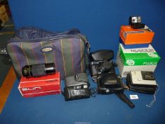 A quantity of vintage cameras including Fujica STX-1N 35mm SLR camera with X-Fujinon 50mm f/1.