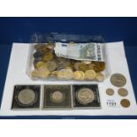 A large quantity of mixed foreign coins including euros, cents, francs, etc.