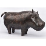 An 'Omersa' stuffed leather covered Hippo stool,