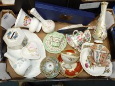 A quantity of cabinet cups and saucers, Coalport cake slice,