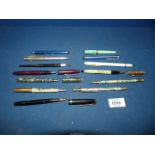 A quantity of Pens and pencils including souvenir Queen Mary liner,