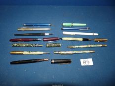 A quantity of Pens and pencils including souvenir Queen Mary liner,