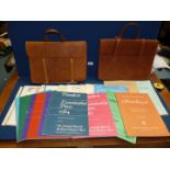A large quantity of music books mostly for piano amd flute, two leather cases, etc.