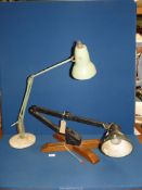 A Herbert Terry stamped, green angle poise lamp, a/f.