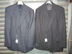 Two gents Magee suits, one blue stripe and the other grey stripe, size 44.