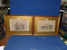 Two framed and mounted coloured lithographs 'The Tomb of Zechariah in the Valley of Jehoshaphat,
