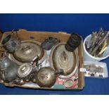 A quantity of miscellaneous silver plate including two Mappin & Webb entrée dishes,