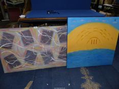 Two Alexandra Allan oils on canvas :'Synthesia 2 Debussy Etude XI' and 'Synathesia II Trio from