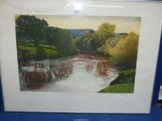 A Francis St. Clair Miller signed Print, The River Wye at Bredwardine, glass a/f.