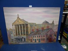 An unframed Oil on board depicting The Lycium and Clifton House, signed lower right Tudor 1961,