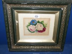 A framed and mounted Watercolour depicting flowers, no visible signature. 16 1/2" x 14 1/2".