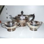 A plated three piece tea set by Mappin & Webb.