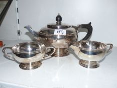 A plated three piece tea set by Mappin & Webb.