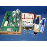 A Viners tray, cutlery etc.