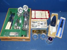 A Viners tray, cutlery etc.