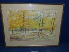 A framed and mounted Watercolour titled verso 'Dinmore Woods Herefordshire',