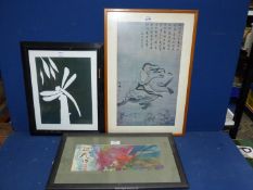 A framed and mounted watercolour of an Oriental Fish,