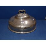 A large silver plated Meat Dome,18'' long x 14'' wide.