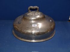A large silver plated Meat Dome,18'' long x 14'' wide.