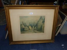 A framed and mounted Goe. H. Downing print 'The Old Village, Northants', 27 3/4'' x 23''.