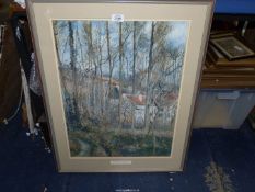 A framed and mounted Camille Pissarro Print "The Cote Des Boeufs at L'Hermitge".