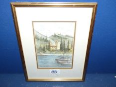 A framed and mounted Watercolour of Malcesine, Lago Di Garda, indistinctly signed lower left 93'.