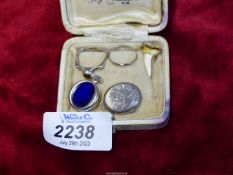 A small quantity of silver including a German 925 set with large piece of blue polished stone