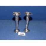 A pair of Silver bud vases, Birmingham 1905, by S & Co., 4 1/2'' tall.