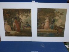Two mounted Prints including "The Anglers Repast - A picnic" by Mary Evans and "A Party Angling"