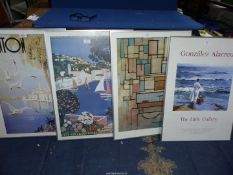 Four modern framed advertising Prints; 'Menton Cote D Azur;, Paris - Lyon Mediterranee',