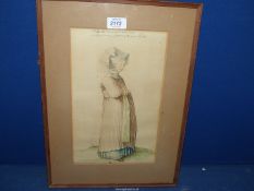 A framed and mounted Albrecht Durer coloured Print of a Nuremberg woman dressed for church,