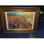 A large ornately framed Vincent Van Gogh Print titled ' The Red Vineyard'. 48" x 33 1/2".