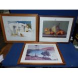 Three framed Prints to include; 'Sifnos Apollonia' by Heinz Hofu,