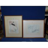 Two framed and mounted Prints to include Claude Monet's 'Two Men Fishing' and Henri de Toulouse-
