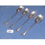 A set of four Silver rat tail serving Spoons by Goldsmiths & Silversmiths London 1901,