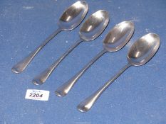A set of four Silver rat tail serving Spoons by Goldsmiths & Silversmiths London 1901,