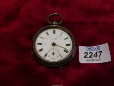 A silver cased pocket watch by J.G.