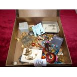 A quantity of costume jewellery including earrings,