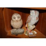 Two Owls - one x plaster, one x resin.