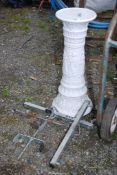 A ceramic plant stand 23" high, plus two galvanised brackets and threaded bar.