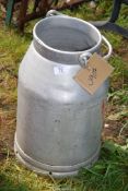 A small old aluminium churn, 17 1/2" high.