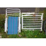 A clothes airer and 2 x fold up garden chairs.