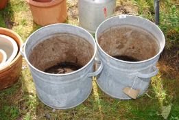 Two Galvanised bins (used as planters) 14" deep x 14" diameter.