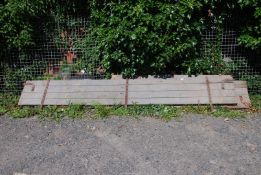 A pair of trailer side boards 10' 1" long x 18" high and tail board 70½" long with iron