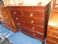 A circa 1900 Mahogany Chest of three long and two short Drawers having turned wood handles and