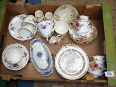 A quantity of china including part teasets (Royal Stafford and Hamilton), butter dish etc.