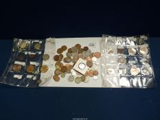 Miscellaneous old and new coins, some loose and some in sleeves including half crowns,